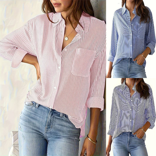 Damen lässige Bluse mit Streifen EB