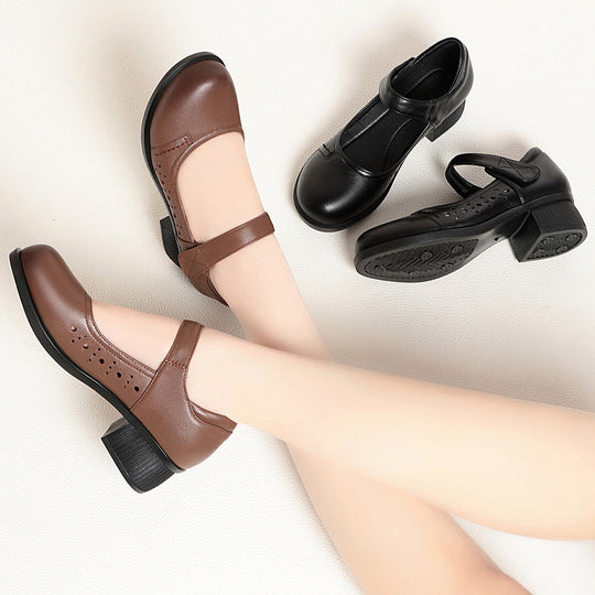 Damen Mary Jane Schuhe mit bequemer Sohle und verstellbarem Riemen EB