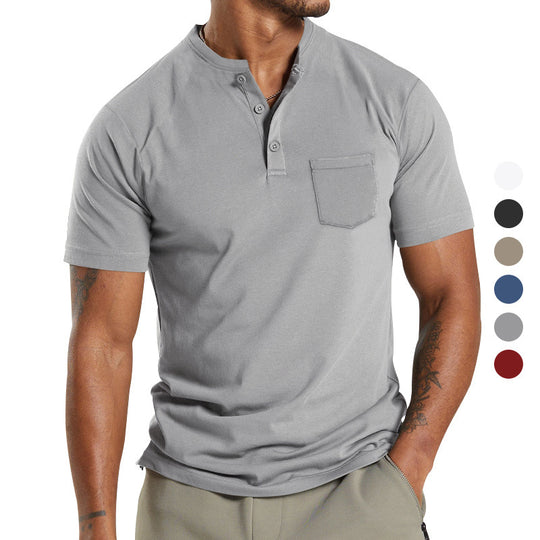 Herren Kurzarm Henley-Shirt mit praktischem Knopfdetail EB