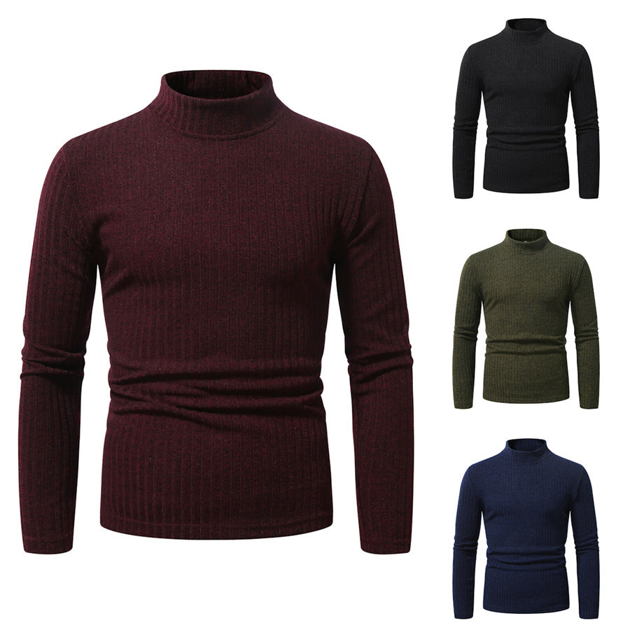 Herren Rollkragenpullover aus hochwertiger Wolle mit feinem Rippmuster EB