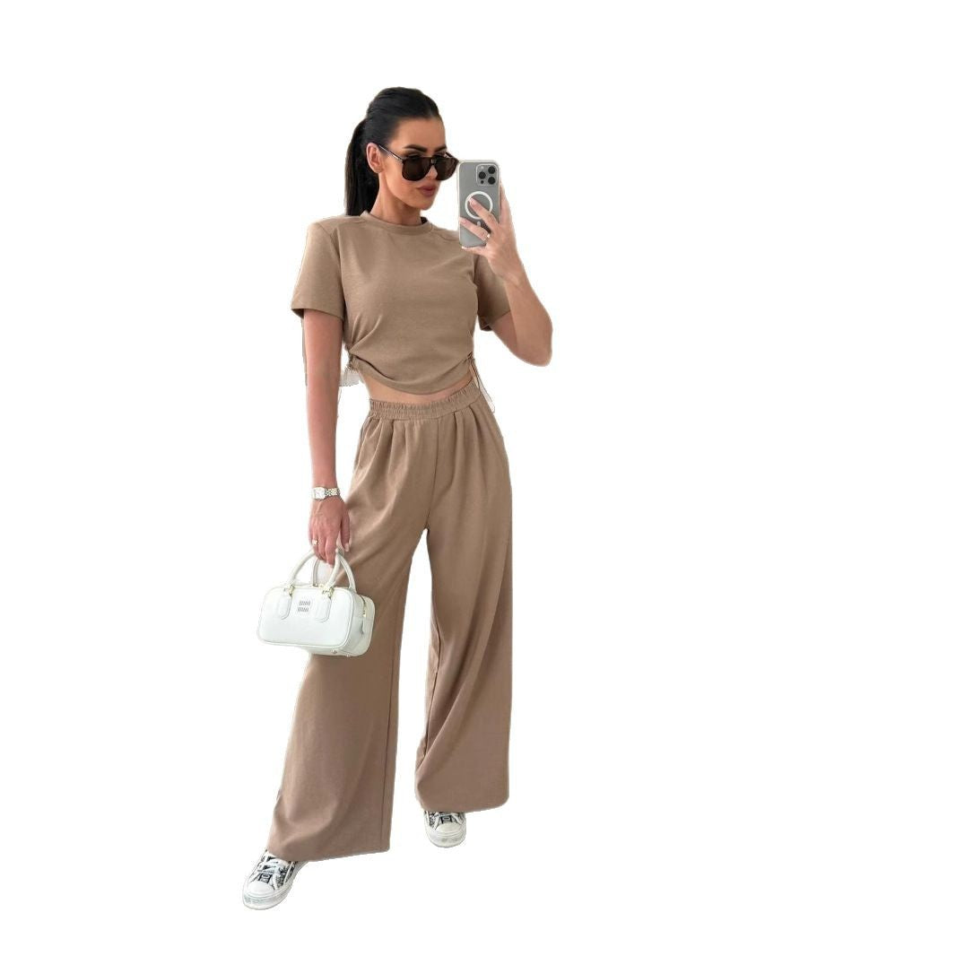Damen lässiges Set aus Crop-Top und Jogginghose EB