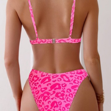 Damen Triangel-Bikini mit verspieltem Leopardenmuster EB