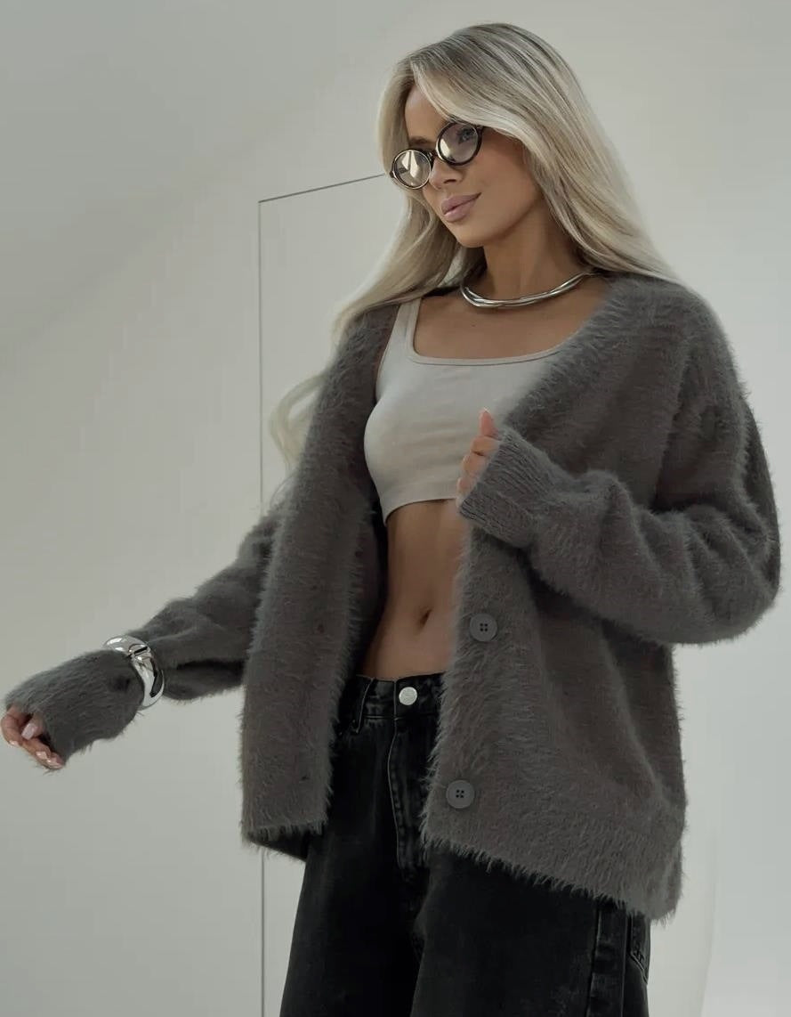Damen Kuscheliger Strick-Cardigan mit Knopfleiste und feiner Textur EB