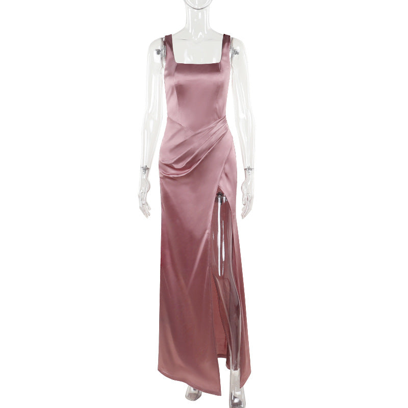 Damen Elegantes Wickelkleid mit hochgeschlossenem Design und seitlichem Schlitz EB