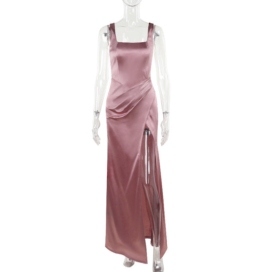 Damen Elegantes Wickelkleid mit hochgeschlossenem Design und seitlichem Schlitz EB