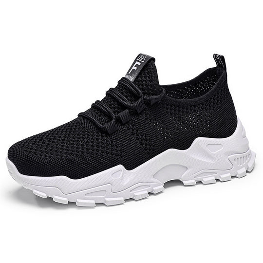 Damen nan atmungsaktive Strick-Slip-On Sneaker mit sockenähnlichem Schaft und profiliertem Plateau-Absatz EB