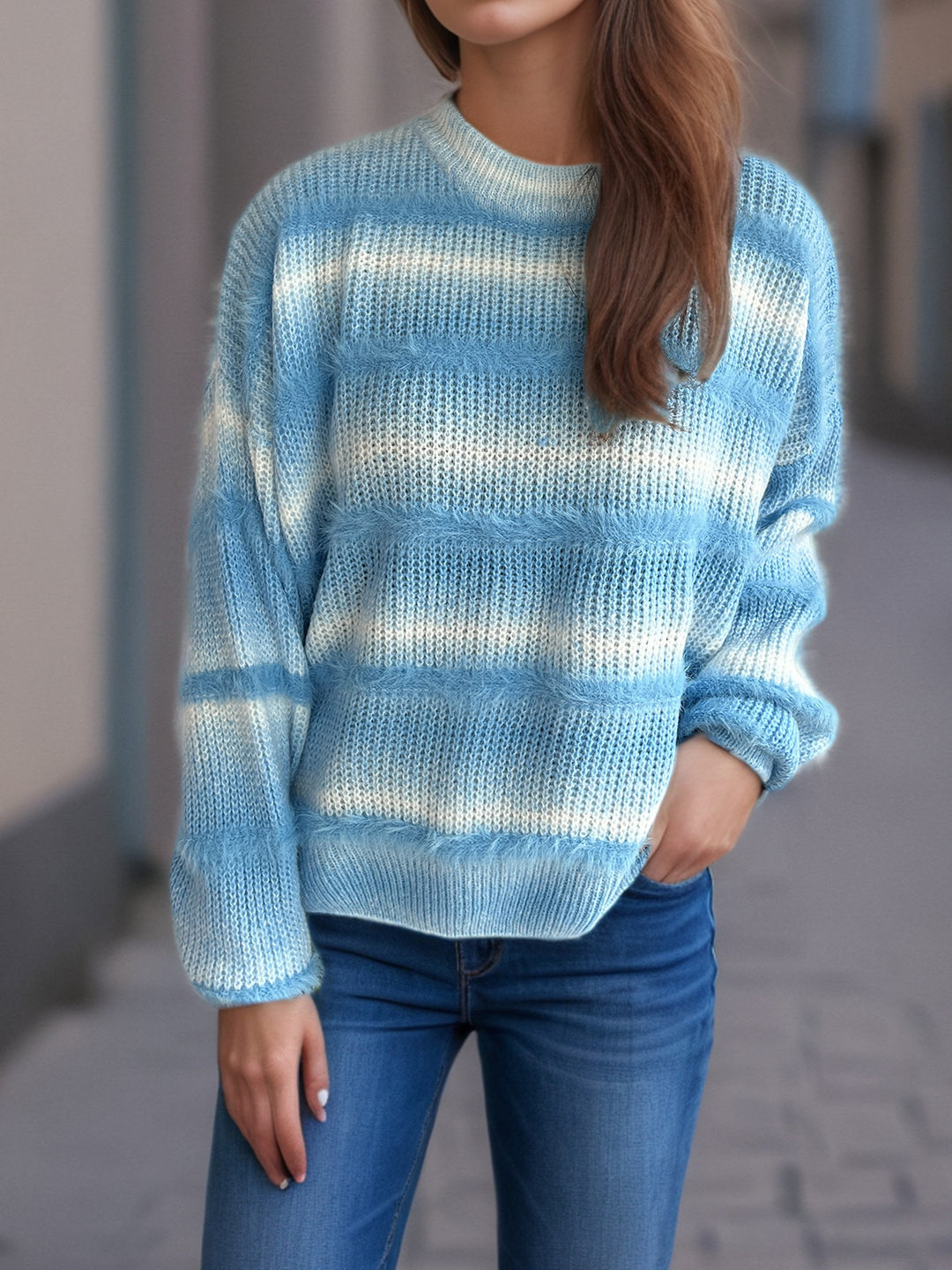 Damen kuscheliger Strickpullover mit Flair EB