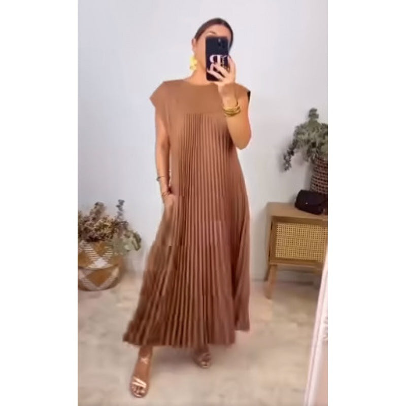 Damen Maxikleid mit plissiertem Design EB