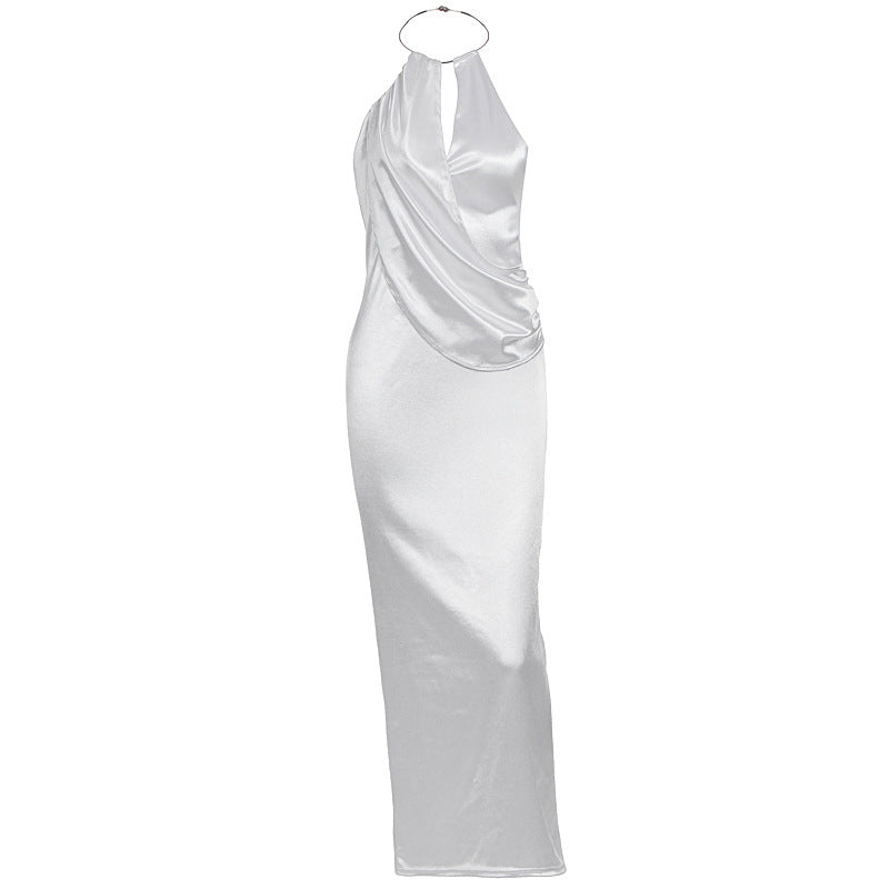 Damen Elegantes Maxikleid mit gerafftem Oberteil und hochwertigem Satinfinish EB
