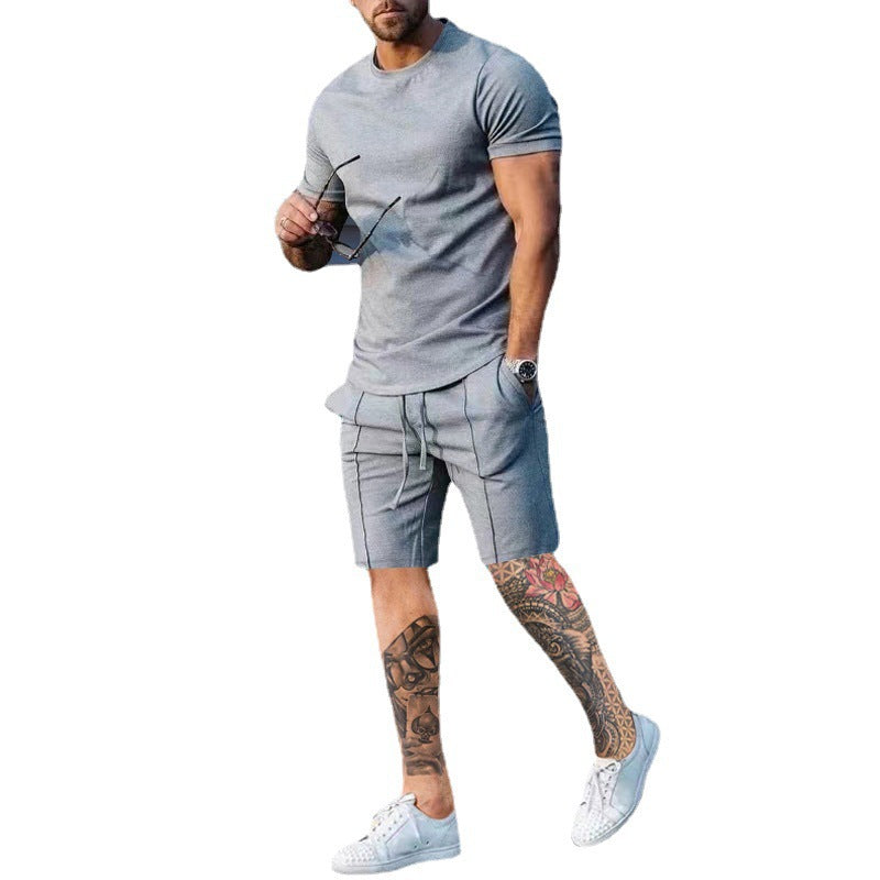 Herren Sportliches Kurzarm-Set aus atmungsaktivem Material mit elastischem Bund und seitlichen Taschen EB