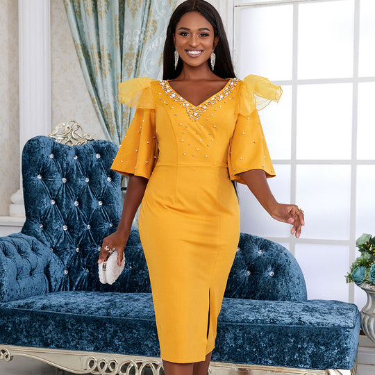 Damen Elegantes Cocktailkleid mit funkelnden Applikationen EB