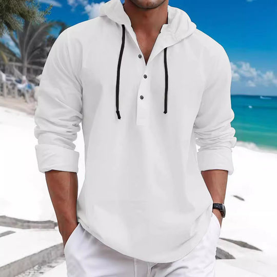 Herren Kapuzenpullover mit Knopfleiste und atmungsaktivem Stoff EB