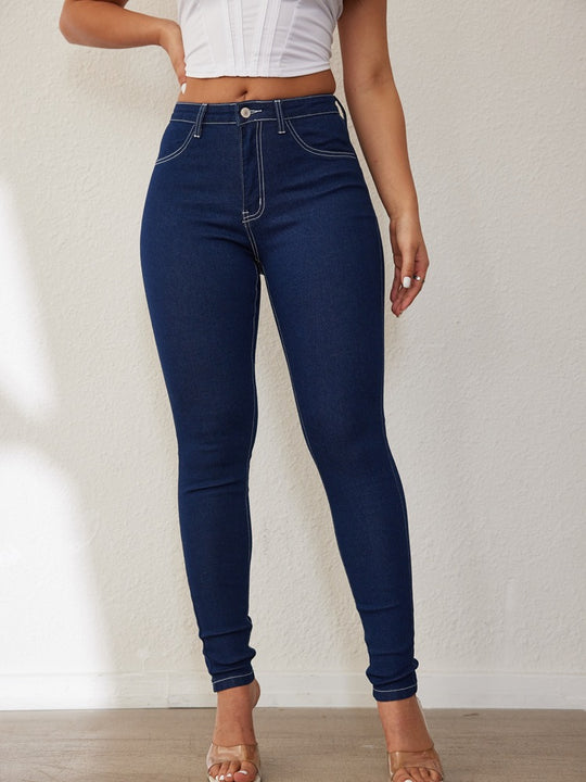 Damen Slim Fit Jeans mit hohem Bund und Elastananteil EB