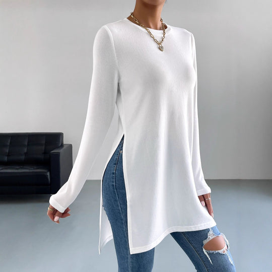 Damen Langarmshirt mit seitlichen Schlitzen und hochwertiger Verarbeitung EB