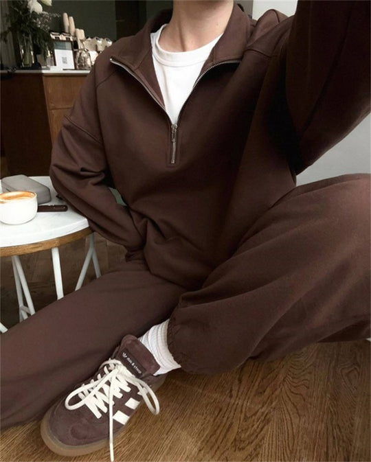 Damen Zweiteiliges Sweatset mit Stehkragen-Halbzip und Relaxed-Oversize-Schnitt EB