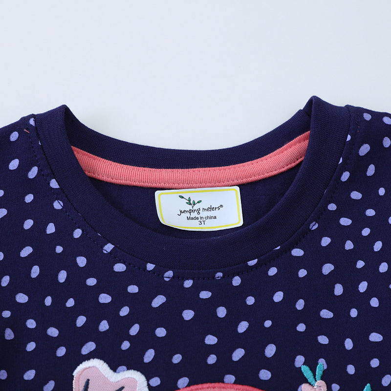 Mädchen T-Shirt Kleid mit buntem Dinosaurier- und Blumenmotiv EB