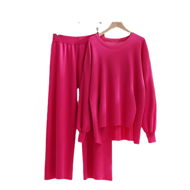 Damen lässiges Strickoberteil und Hose Set EB
