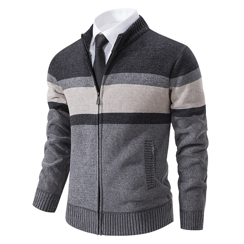 Herren Strickjacke mit strukturiertem Design und hochschließendem Kragen EB