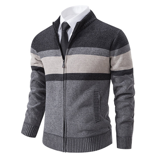 Herren Strickjacke mit strukturiertem Design und hochschließendem Kragen EB