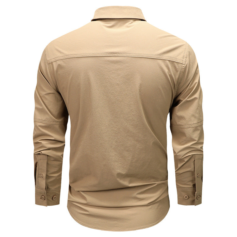 Herren nan strukturiertes Overshirt aus atmungsaktivem Ripstop mit zwei Klappbrusttaschen EB