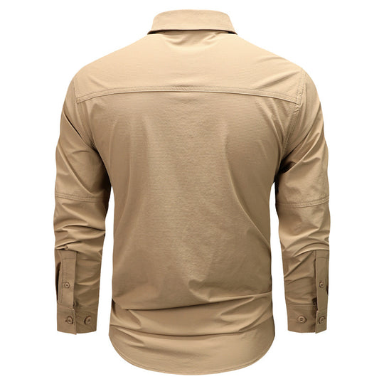 Herren nan strukturiertes Overshirt aus atmungsaktivem Ripstop mit zwei Klappbrusttaschen EB