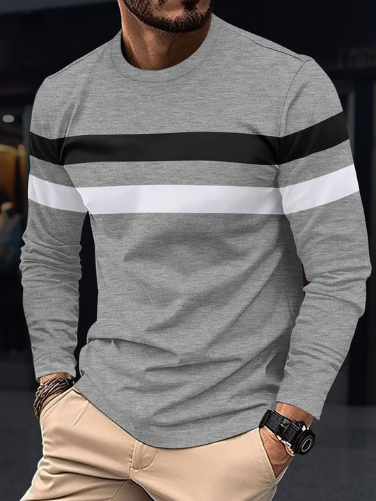 Herren modisches Langarmshirt mit sportlichen Streifen EB