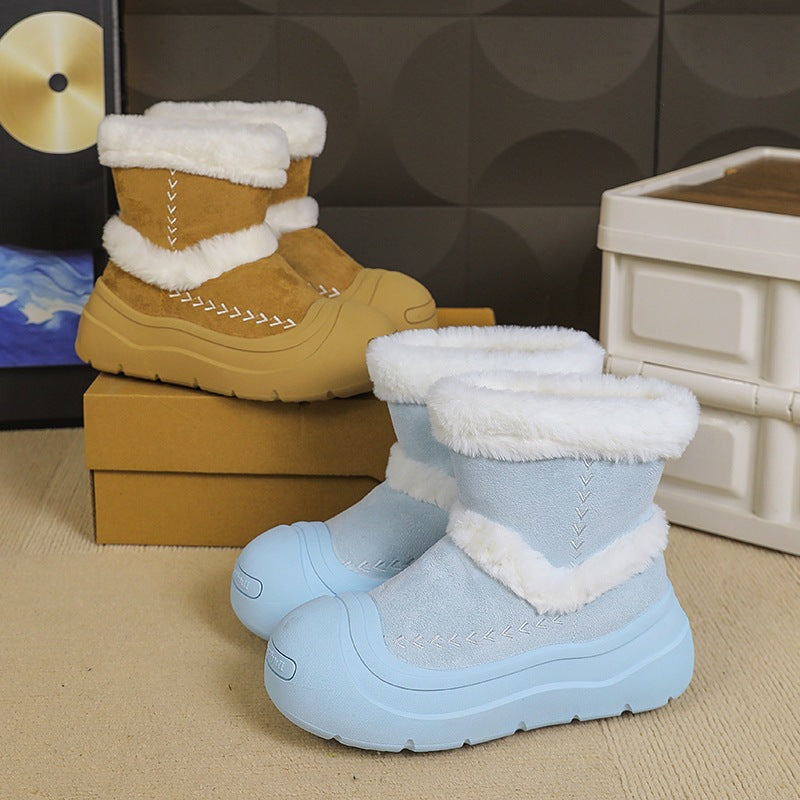 Damen gefütterte Winterboots mit hochwertigem Kunstfellkragen und rutschfester Sohle EB