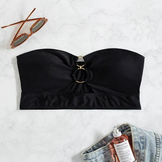Damen Bandeau-Bikinioberteil mit eleganten Goldakzenten EB