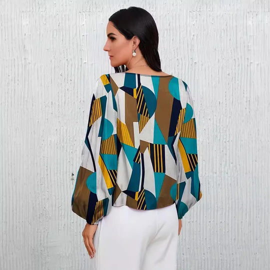 Damen Modische Bluse mit geometrischem Design EB