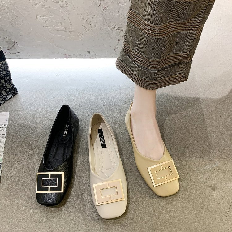 Damen elegante Ballerinas mit modischem Schnallenakzent EB