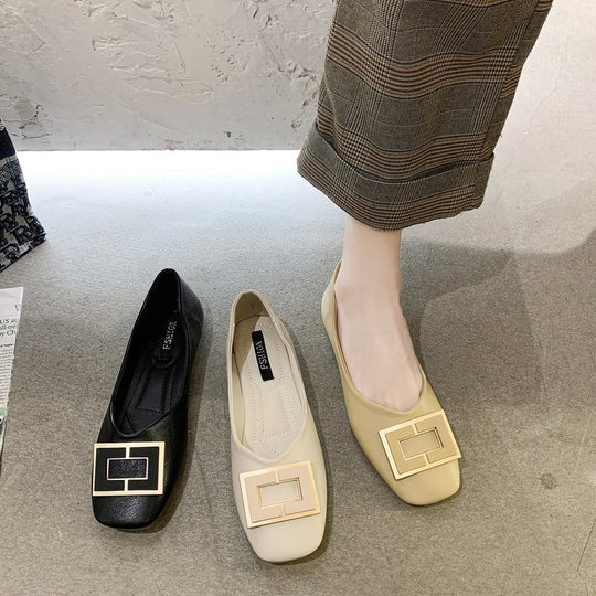 Damen elegante Ballerinas mit modischem Schnallenakzent EB
