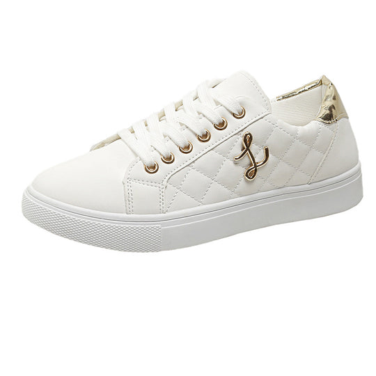Damen Modische Sneakers mit gestepptem Obermaterial und goldenen Akzenten EB