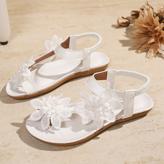 Damen Sandalen mit floralem Dekor und elastischen Riemen EB