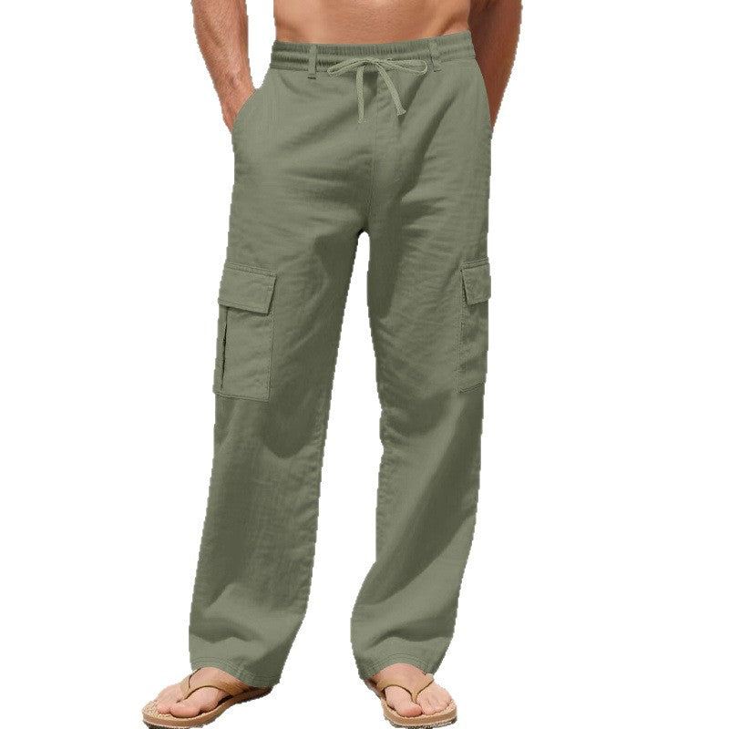 Herren Relaxed-Fit Cargo-Strandhose mit elastischem Bund und aufgesetzten Klappentaschen EB