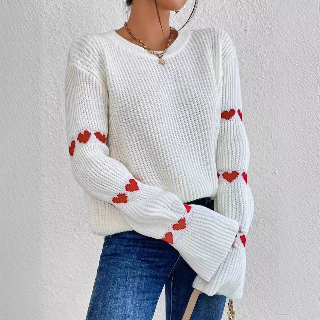 Damen Pullover mit romantischem Herzdesign EB