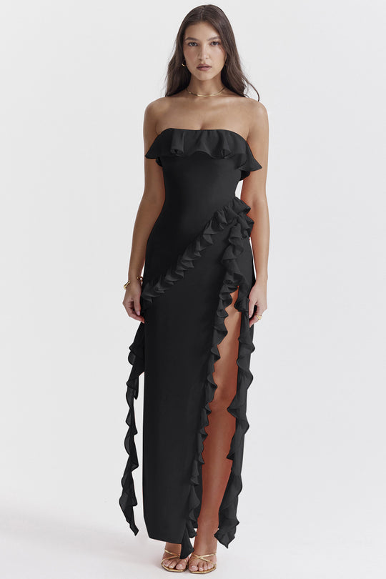 Damen Abendkleid im eleganten Rüschenstil EB