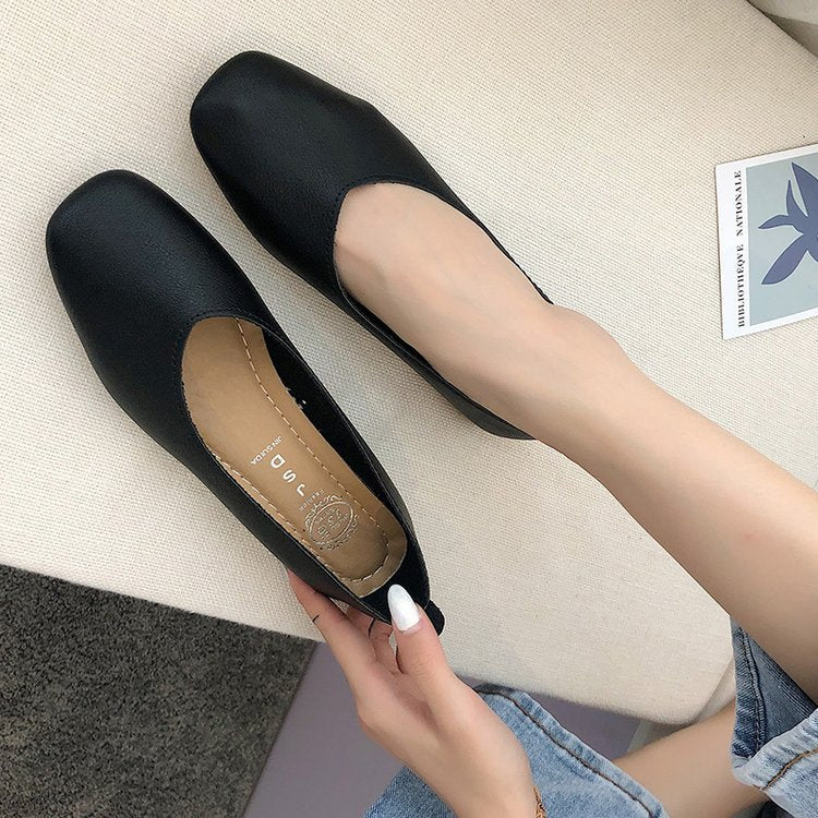 Damen elegante Ballerinas mit quadratischer Spitze und komfortablem Blockabsatz EB
