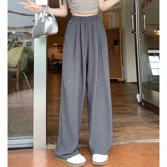 Damen Weite Leinenhose mit elastischem Bund und praktischen Taschen EB
