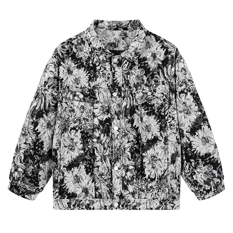 Damen modische Blousonjacke mit floralem Muster EB