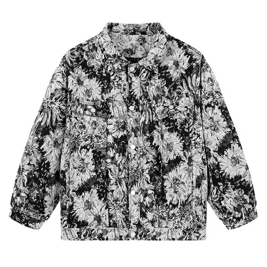 Damen modische Blousonjacke mit floralem Muster EB