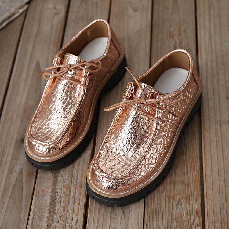 Damen Modische Schnürschuhe mit schimmerndem Schlangenleder-Design EB
