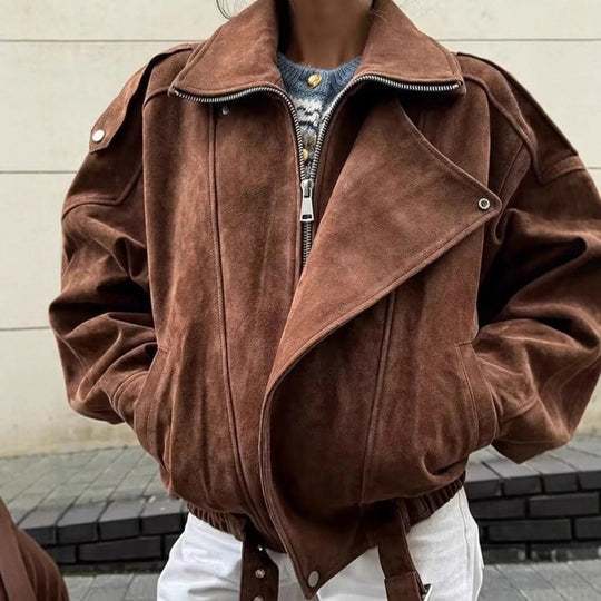 Damen lässige Oversize-Jacke aus hochwertigem Material EB