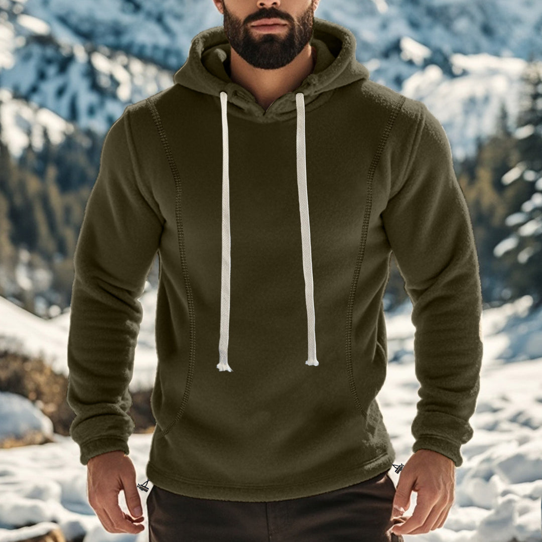 Herren weicher Fleece-Hoodie mit Schneeschutz und kontrastierenden Säumen EB