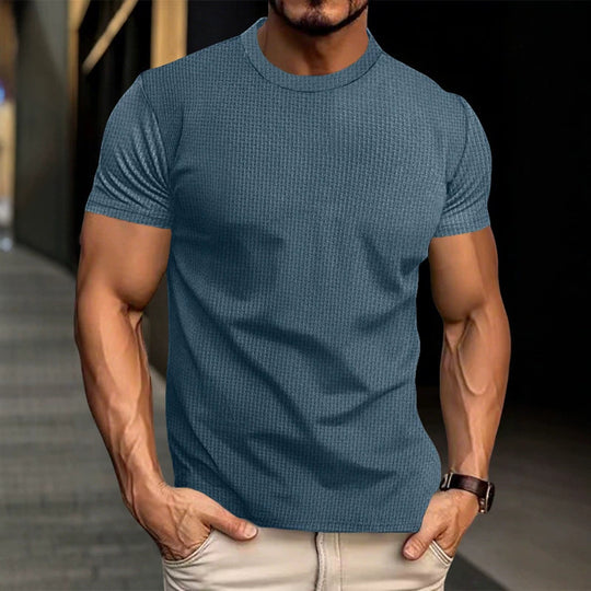 Herren Strukturiertes Kurzarm-T-Shirt aus Feinstrick EB