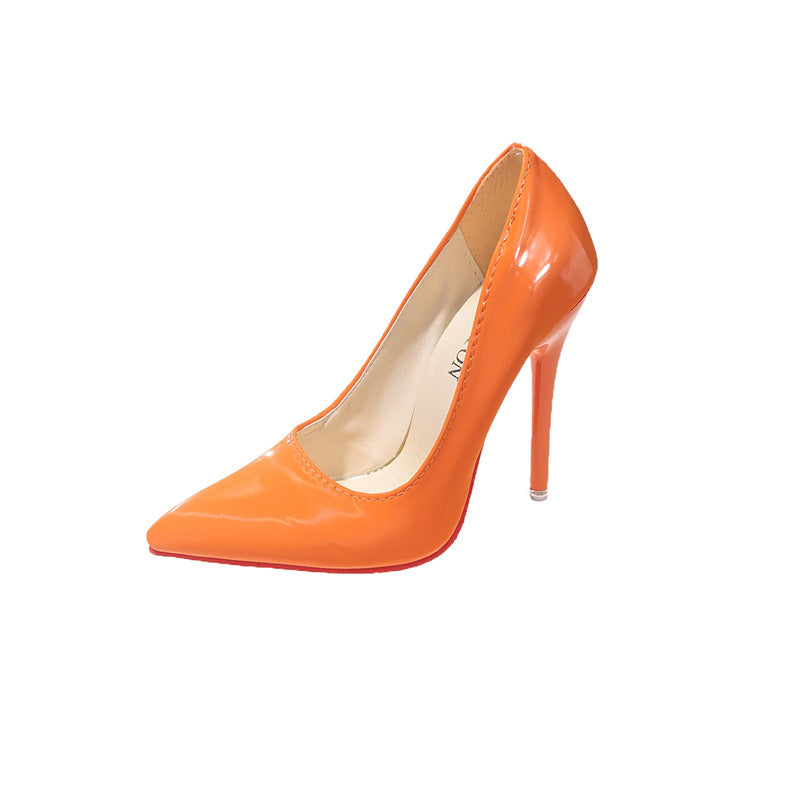Damen Klassische High Heels mit spitz zulaufendem Design und hochglänzender Oberfläche EB