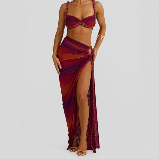 Damen Bikiniset mit elegantem Wickeltuch und kunstvollen Schnürdetails EB
