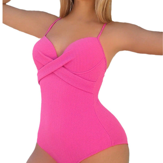 Damen komfortabler und eleganter Badeanzug mit kreuzförmigem Design EB