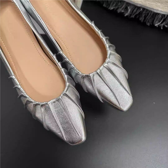 Damen glänzende spitze Ballerinas mit Raffung EB