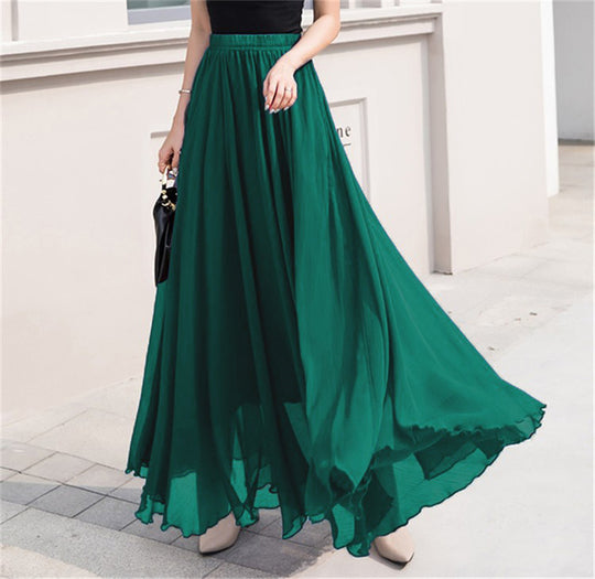 Damen nan Maxi-Chiffonrock mit elastischem Bund und fließender A-Linie EB
