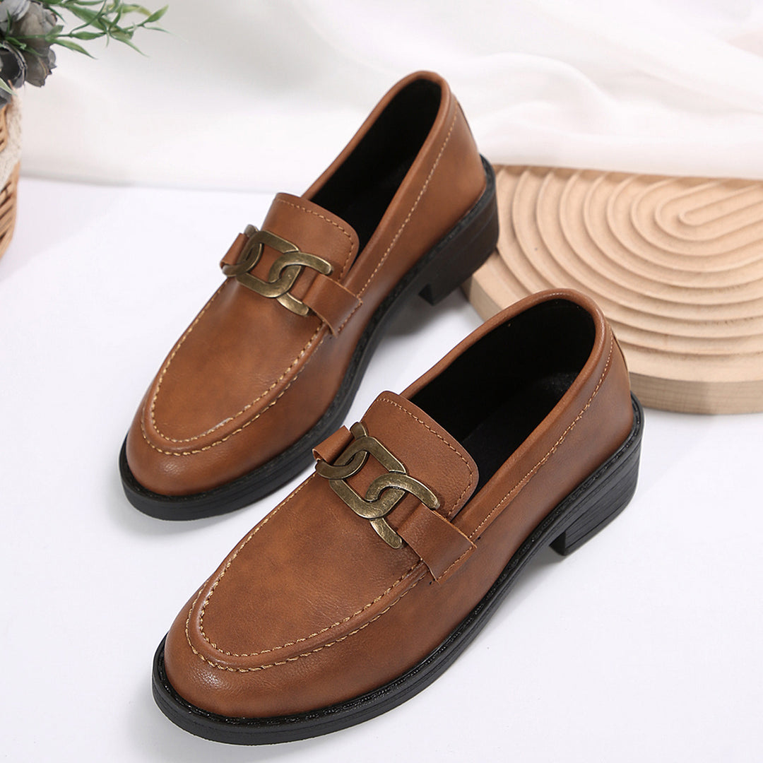 Damen elegante Mokassins mit modischem Kettendesign EB